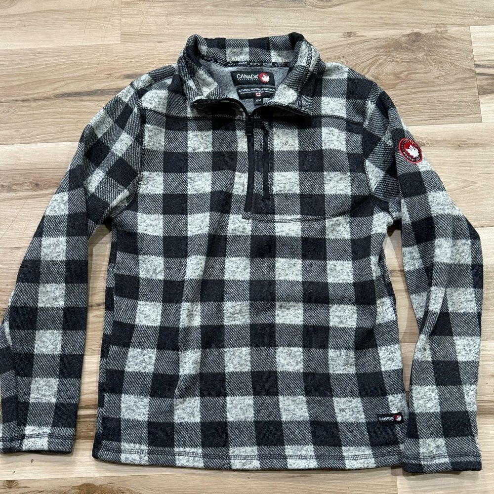 Canada Weathergear Fleece Plaid Quarter Zip Pullover Women’s Medium